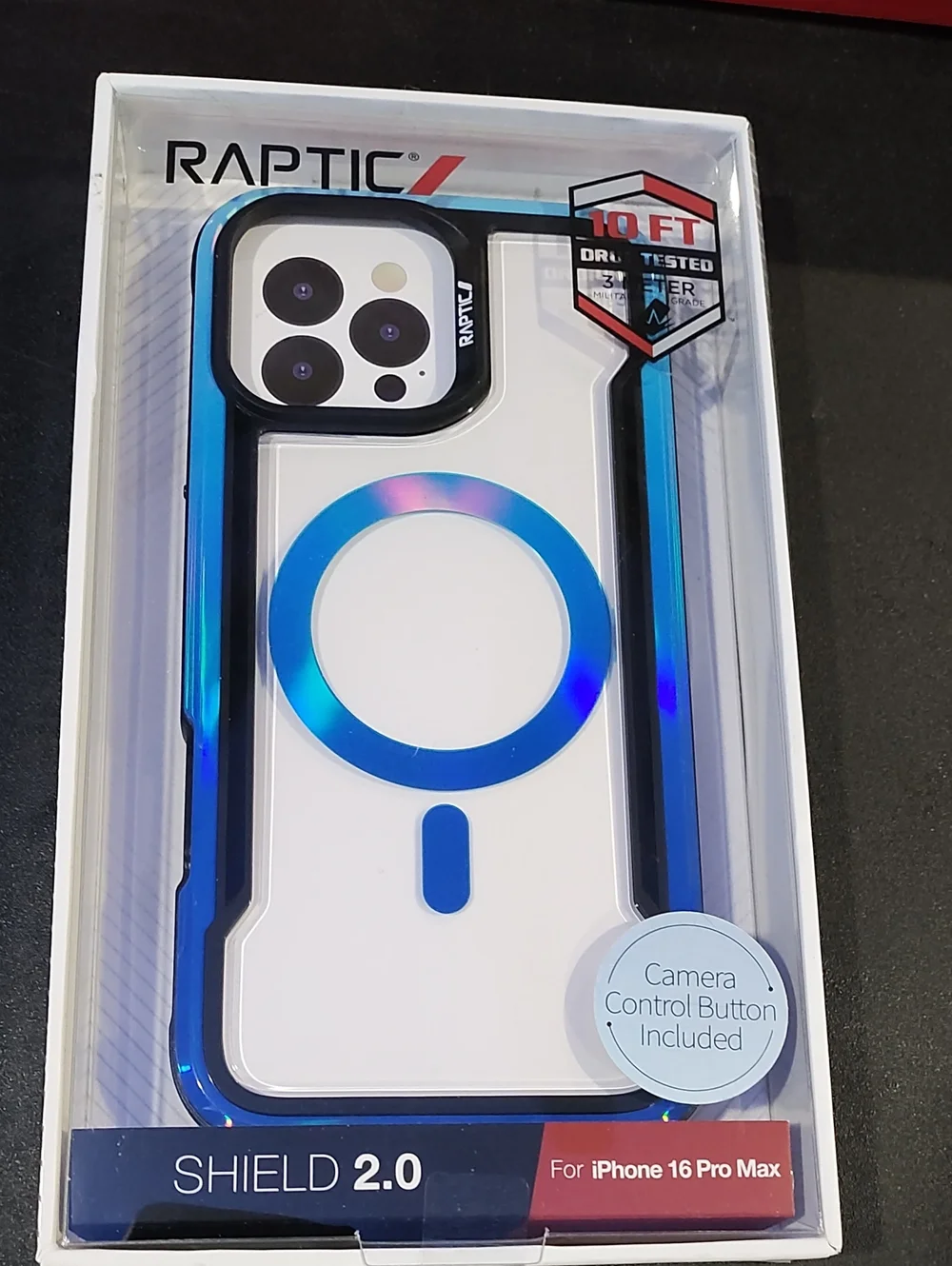 Shield 2.0 iPhone 16 Pro Max Case - White with Blue Accent